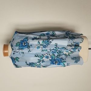 Tahari Blue Sleeveless Sheer Layered Hi-low Button Front Dressy Top Size 14